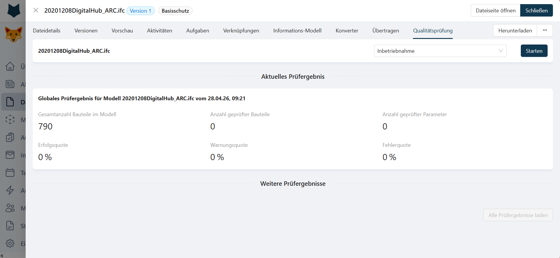 Dateidetails Qualitätsprüfung Übersicht