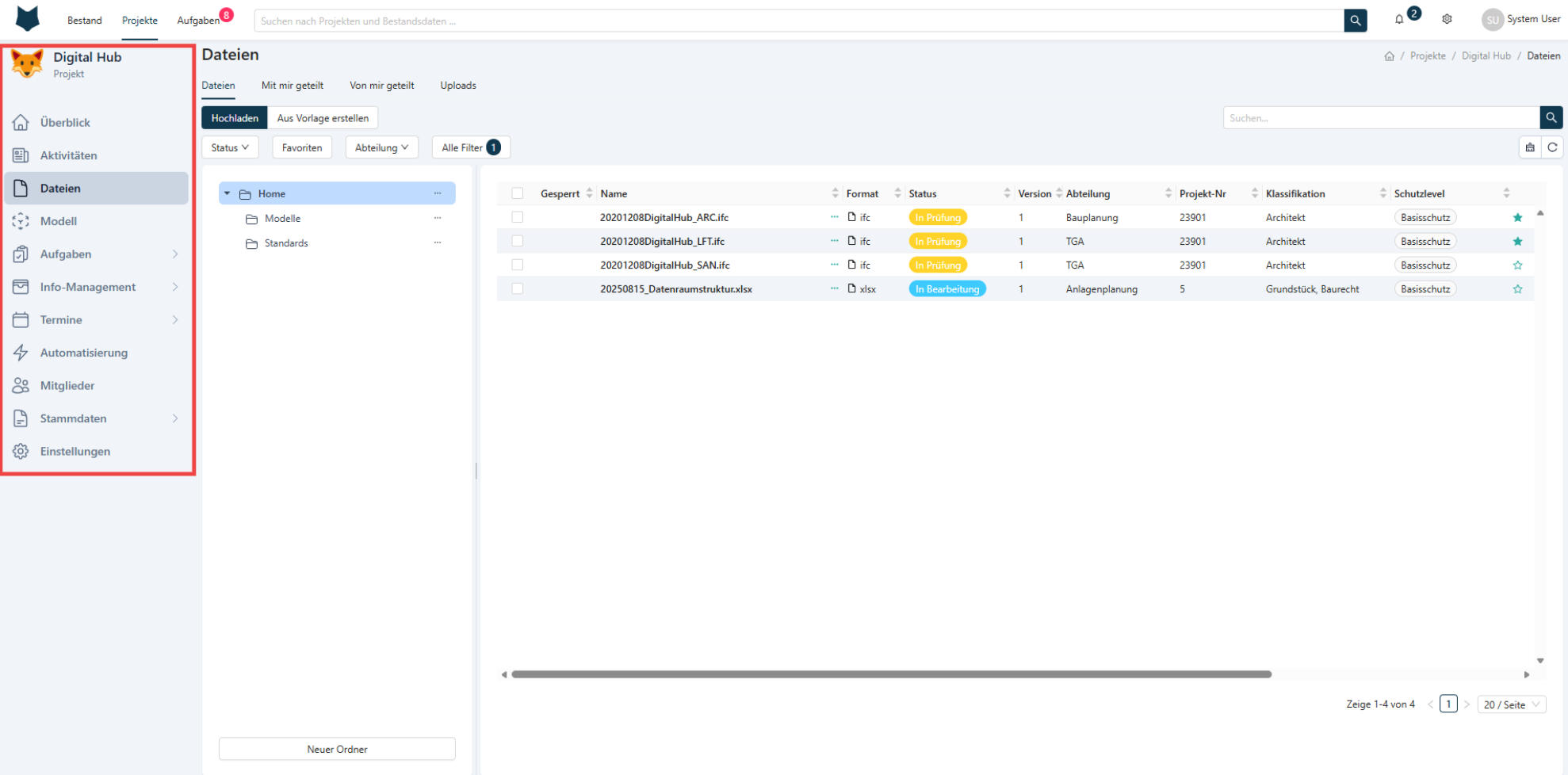 Dateien Sidebar