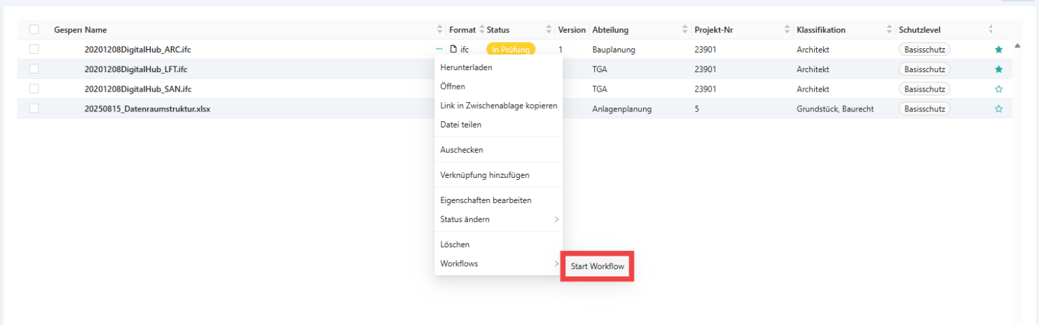 Workflow starten